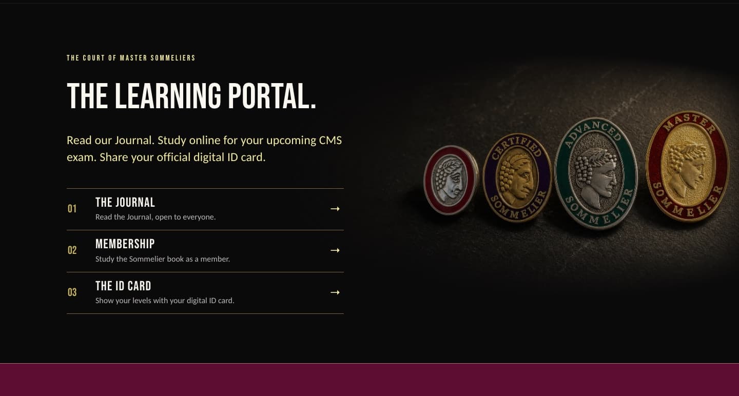 The Court of Master Sommeliers learning portal, built by SOMM DIGI